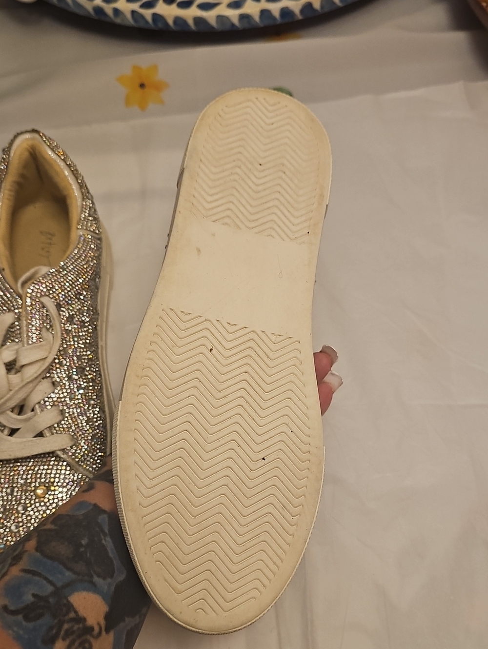 Betsey Johnson Rhinestone Low-Top Sneakers in Gold & Silver - Picture 4 of 4